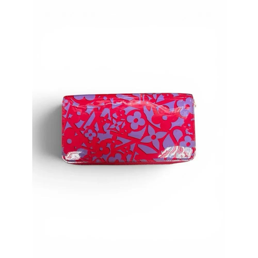 Louis Vuitton Vernis Monogram Graffiti Zippy Wallet Pink Purple Patent Leather